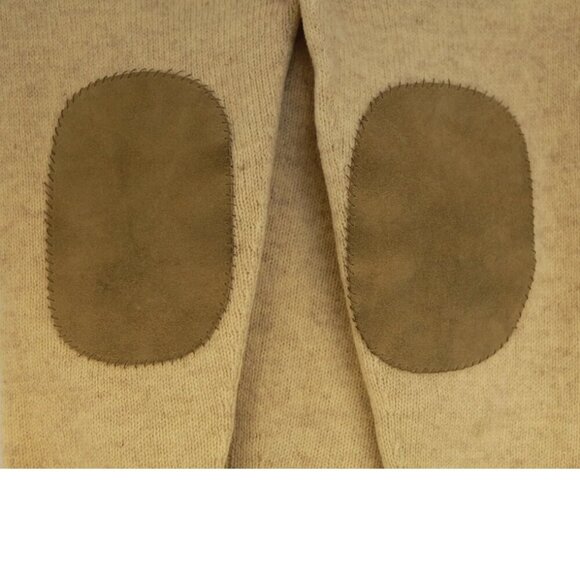 Sz 42 (M/L)- VTG St. Michael Shetland Wool Elbow Patch V-Neck Knit Sweater - Picture 8 of 11